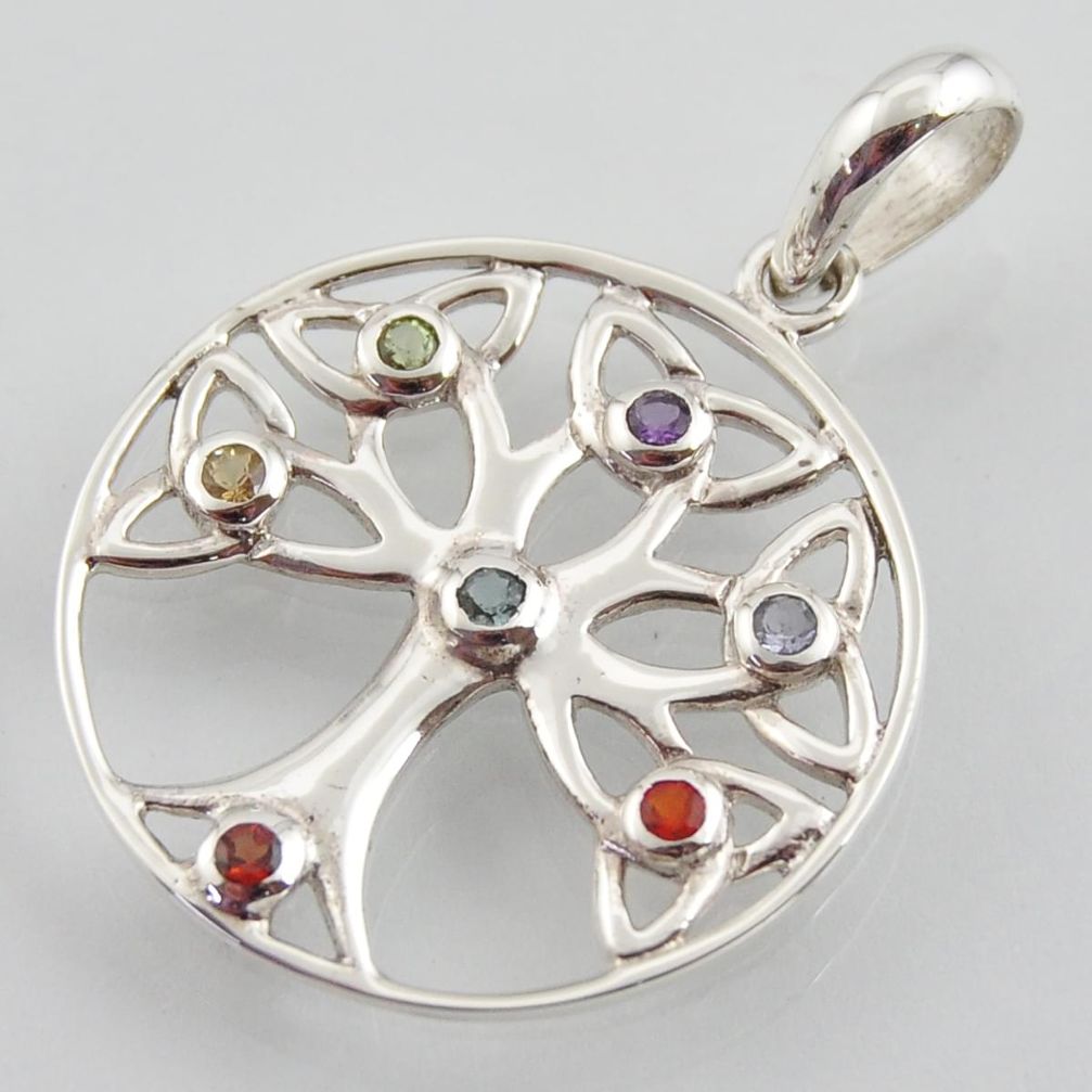 Tree of life chakra pendant amethyst cornelian garnet blue topaz citrine peridot